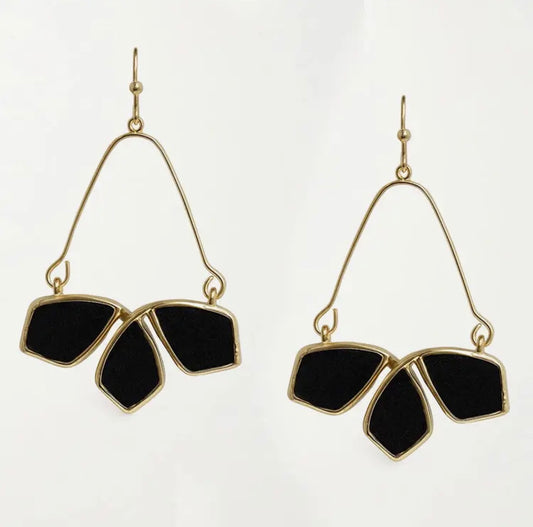 Black Suede Cutout Drop Earrings