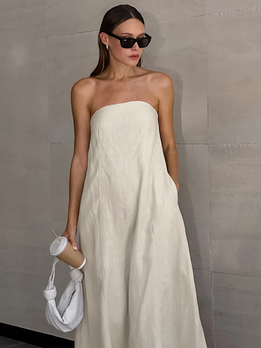 Capri Linen Strapless Dress