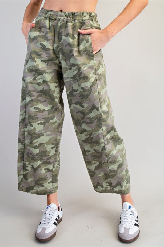 Stone Wash Camo Wide Leg Pants