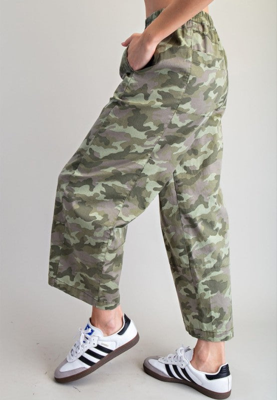 Stone Wash Camo Wide Leg Pants