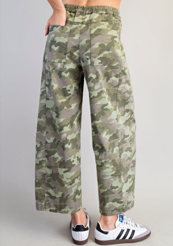 Stone Wash Camo Wide Leg Pants