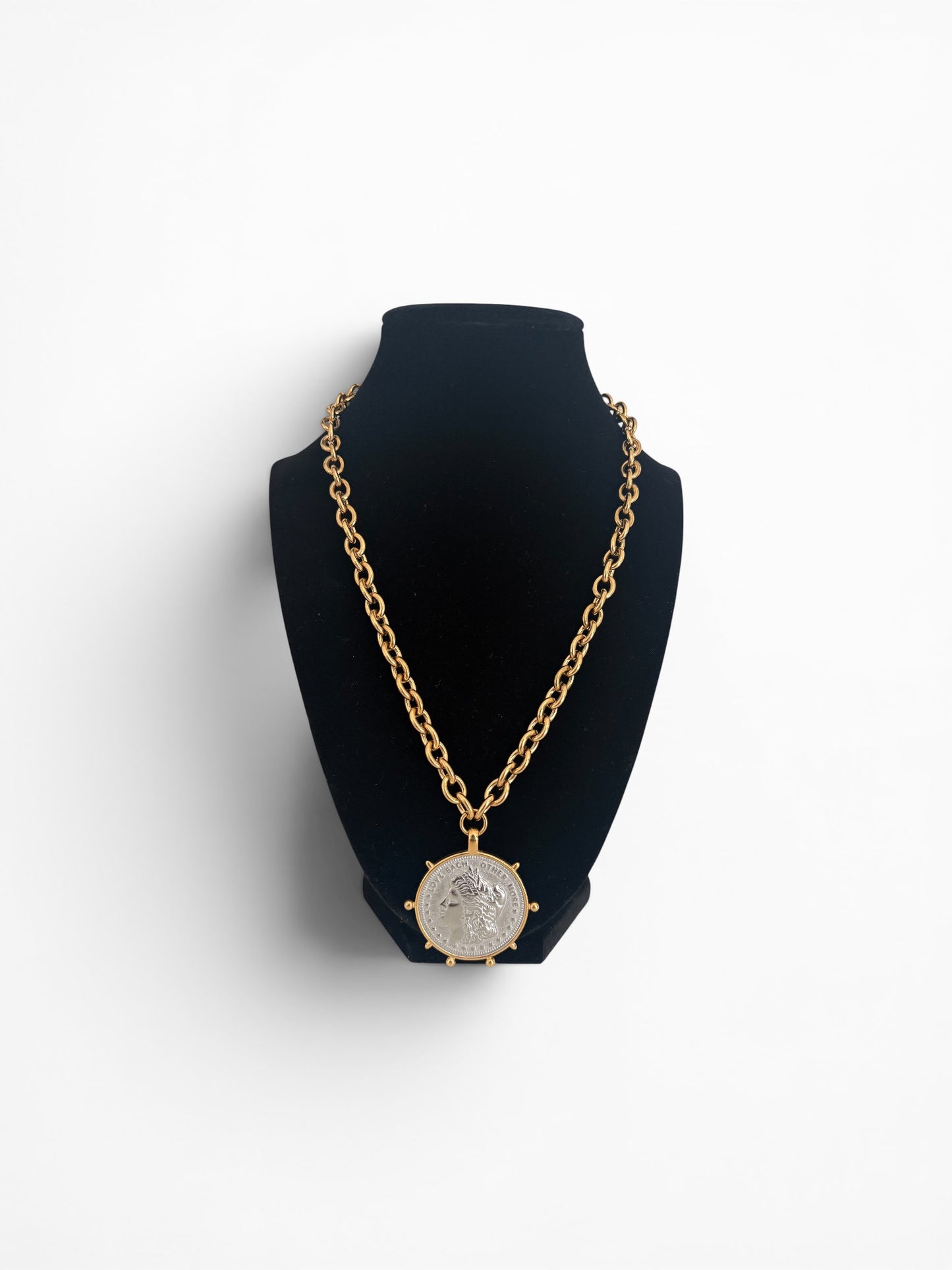 Two-Tone Coin Chain Necklace